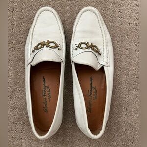 Salvatore Ferragamo white loafers